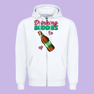 Drinking Buddies Beer Bottle Zipper Hoodie Designed By Jasminsmagicworld