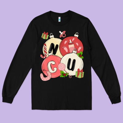 Nicu Nurse Christmas Long Sleeve Tee Designed By Maliassmallbusiness