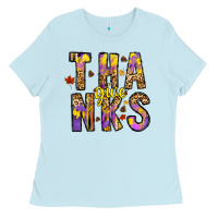 Baby Blue give thanks Ladies Tee - CowhideDigitalArt