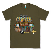 Army Green Happy Camper Classic Tee - CowhideDigitalArt
