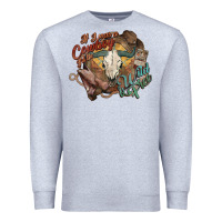 Heather Grey Cowboy wild and free western Premium Sweatshirt - HowdyJamesFarm