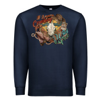 Navy Cowboy wild and free western Premium Sweatshirt - HowdyJamesFarm