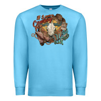 Ocean Blue Cowboy wild and free western Premium Sweatshirt - HowdyJamesFarm