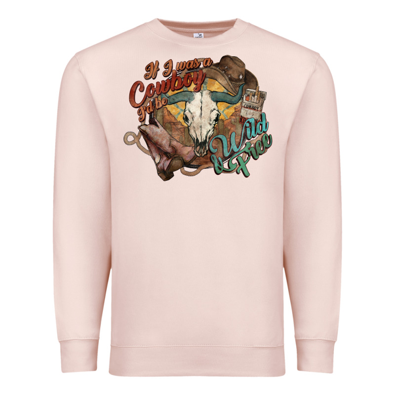 Cowboy Wild And Free Western Premium Sweatshirt by HowdyJamesFarm | Teevron