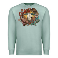 Seafoam Cowboy wild and free western Premium Sweatshirt - HowdyJamesFarm