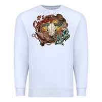 White Cowboy wild and free western Premium Sweatshirt - HowdyJamesFarm
