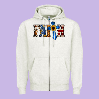 Faith  Th Of July Cross Zipper Hoodie Designed By Jasminsmagicworld