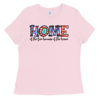 Bubblegum Pink home of the because of the brave Ladies Tee - JahusDesignShop