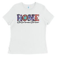 White home of the because of the brave Ladies Tee - JahusDesignShop