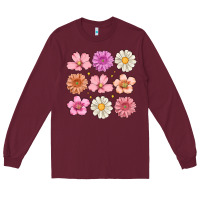 Burgundy flowers Long Sleeve Tee - MaliasSmallBusiness