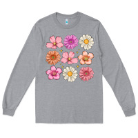 Heather Grey flowers Long Sleeve Tee - MaliasSmallBusiness