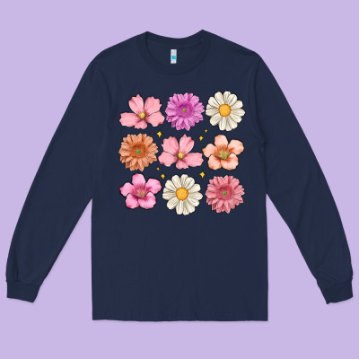 Flowers Long Sleeve Tee Designed By Maliassmallbusiness