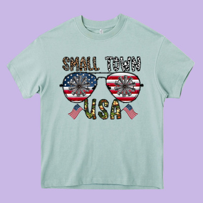 Small Town Usa Heavy Core Tee Designed By Cowhidedigitalart