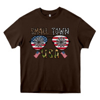 Chocolate Brown small town usa Heavy Core Tee - CowhideDigitalArt