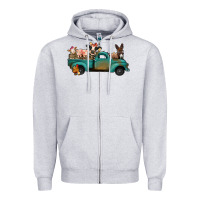 Heather Grey farm animals truck Zipper Hoodie - Jasminsmagicworld