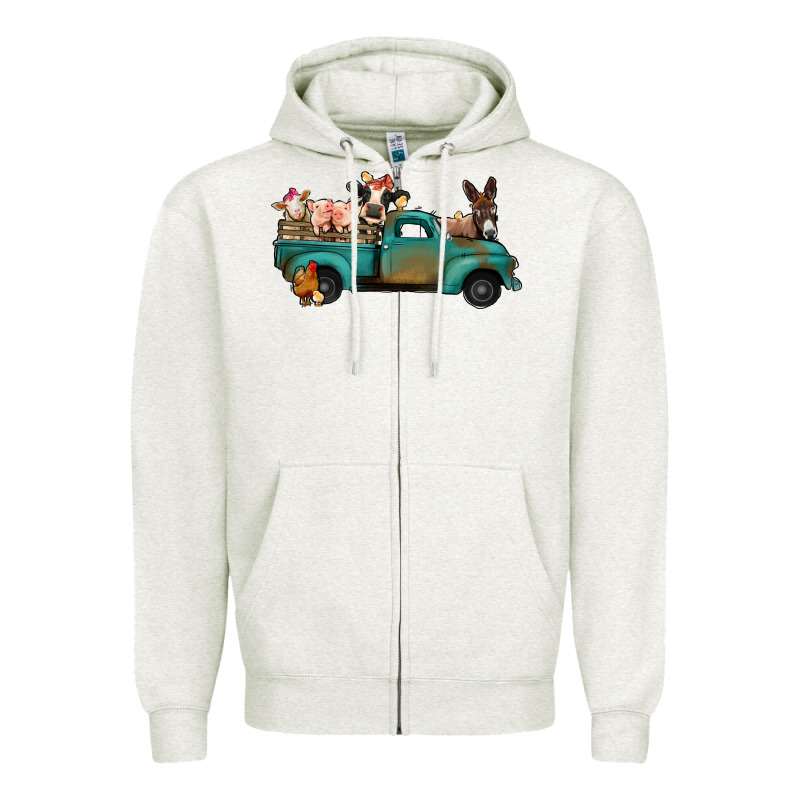 Farm Animals Truck Zipper Hoodie by Jasminsmagicworld | Teevron