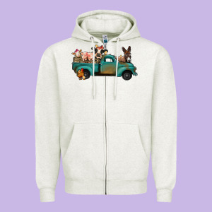 Farm Animals Truck Zipper Hoodie Designed By Jasminsmagicworld