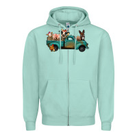 Seafoam farm animals truck Zipper Hoodie - Jasminsmagicworld