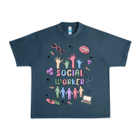 Midnight Navy social worker Urban Heavy Tee - MaliasSmallBusiness
