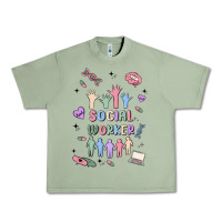 Oil Green social worker Urban Heavy Tee - MaliasSmallBusiness