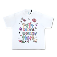 White social worker Urban Heavy Tee - MaliasSmallBusiness