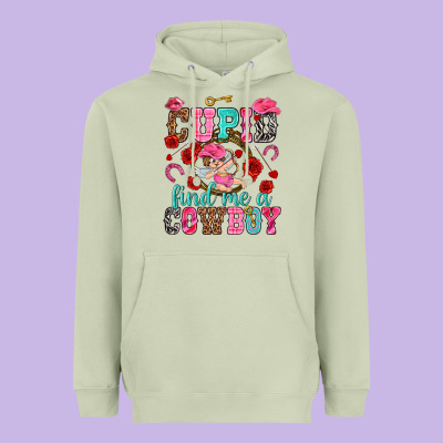 Cupid Find Me A Cowboy Valentine's Day Heavyweight Hoodie Designed By Howdyjamesfarm