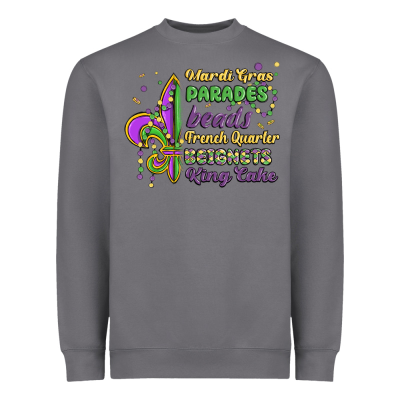 Mardi Gras Parades Beads French Quarter Beignets K Heavyweight Sweatshirt by MaliasSmallBusiness | Teevron