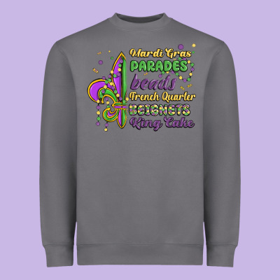 Mardi Gras Parades Beads French Quarter Beignets K Heavyweight Sweatshirt Designed By Maliassmallbusiness