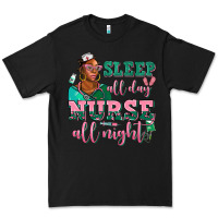 Black afro  nurse sleep all day nurse all night Premium Tee - AdoDesignShop