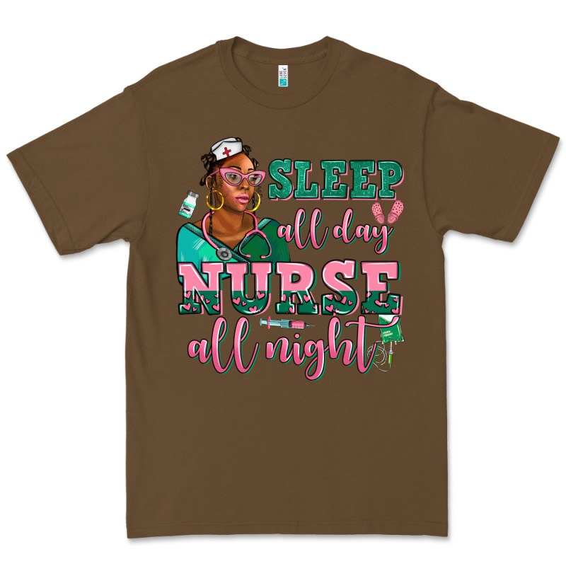 Afro  Nurse Sleep All Day Nurse All Night Premium Tee by AdoDesignShop | Teevron