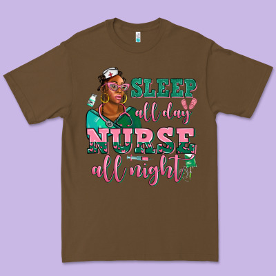 Afro  Nurse Sleep All Day Nurse All Night Premium Tee Designed By Adodesignshop