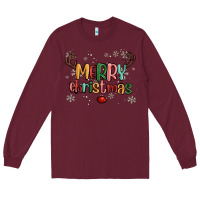 Burgundy merry christmas raindeerr Long Sleeve Tee - MaliasSmallBusiness