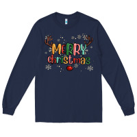 Navy merry christmas raindeerr Long Sleeve Tee - MaliasSmallBusiness