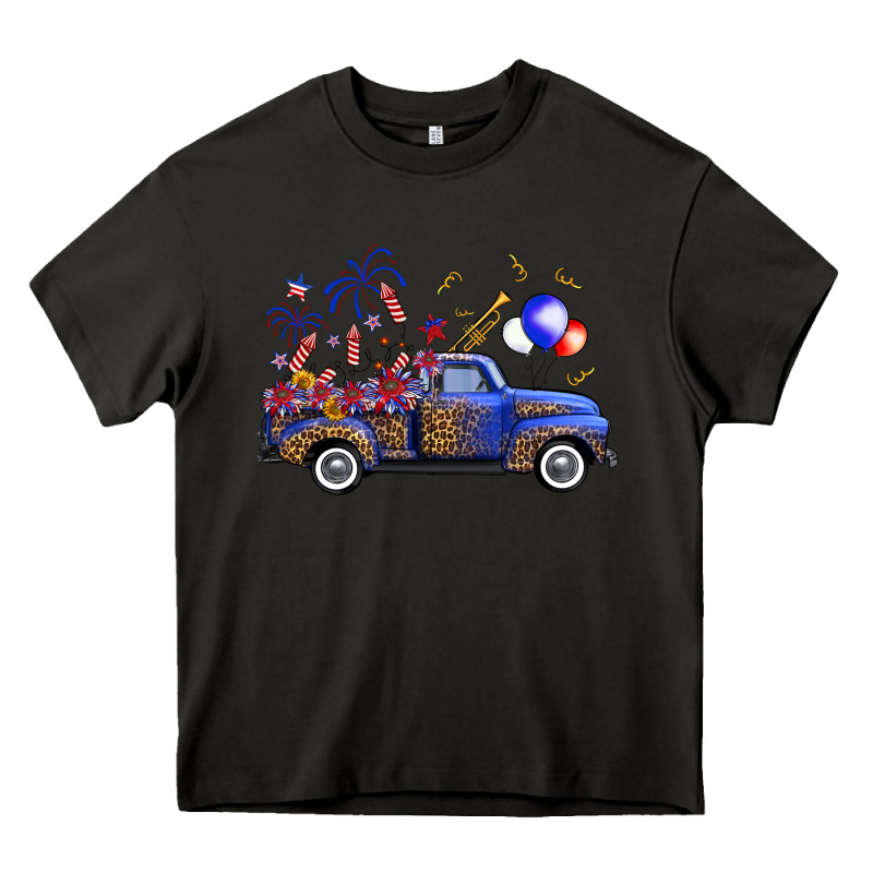 Western Truck Fourth Of July Heavy Core Tee by FaDigitalArtStudio | Teevron
