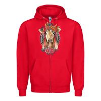 Red flower cow Zipper Hoodie - Jasminsmagicworld