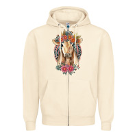 Sandshell flower cow Zipper Hoodie - Jasminsmagicworld