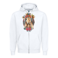 White flower cow Zipper Hoodie - Jasminsmagicworld