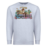 Heather Grey Happy Easter Day rodeo Premium Sweatshirt - HowdyJamesFarm