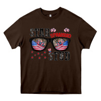 Chocolate Brown star spangled stup Heavy Core Tee - CowhideDigitalArt