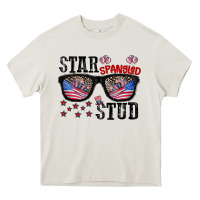 Cream star spangled stup Heavy Core Tee - CowhideDigitalArt