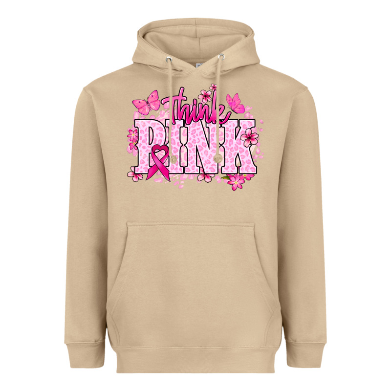 Think Pink Cancer Awareness Heavyweight Hoodie by HowdyJamesFarm | Teevron