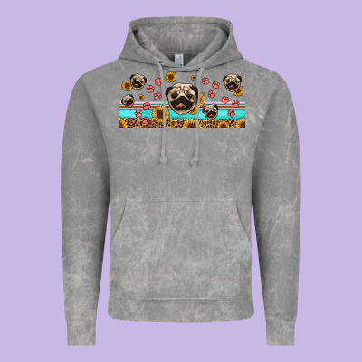 Western Pug Dogs Vintage Hoodie Designed By Jasminsmagicworld
