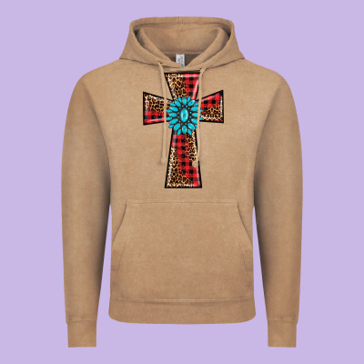 Christmas Cross Vintage Hoodie Designed By Barkaloodesign