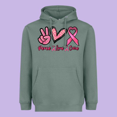 Peace Love Cure Cancer Awareness Heavyweight Hoodie Designed By Howdyjamesfarm