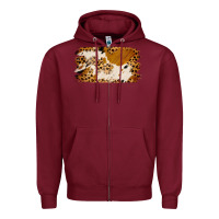 Burgundy leopard cowhide brushstroke Zipper Hoodie - Jasminsmagicworld