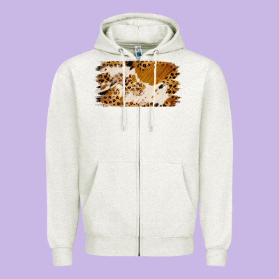 Leopard Cowhide Brushstroke Zipper Hoodie Designed By Jasminsmagicworld