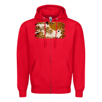 Red leopard cowhide brushstroke Zipper Hoodie - Jasminsmagicworld