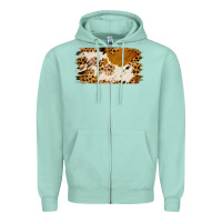 Seafoam leopard cowhide brushstroke Zipper Hoodie - Jasminsmagicworld