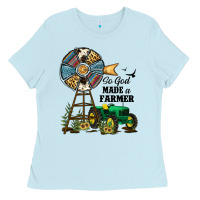 Baby Blue So God Made a Farmer Ladies Tee - JahusDesignShop