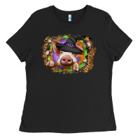 Black halloween pig Ladies Tee - CowhideDigitalArt